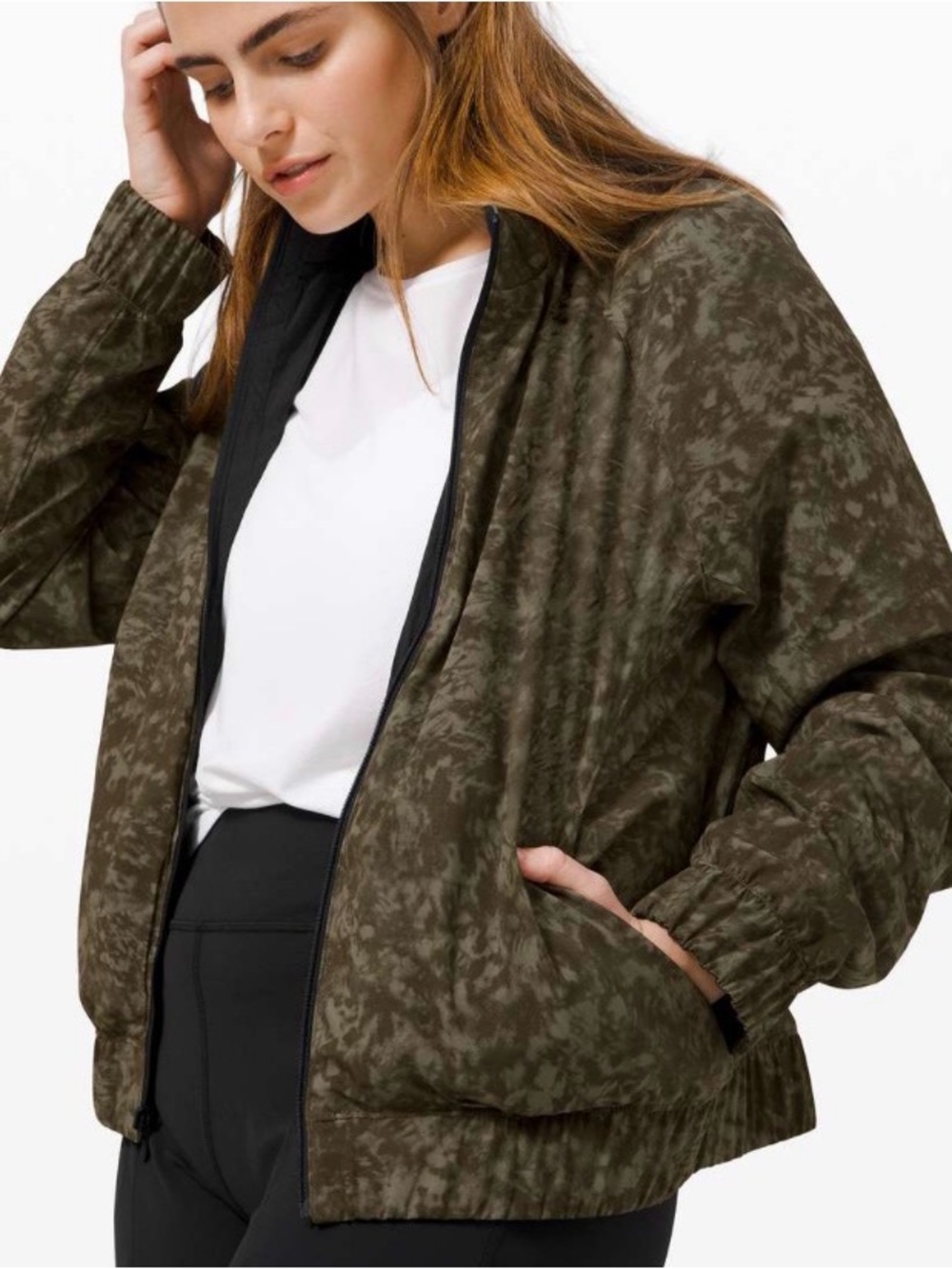 Lululemon Black Camo Waterproof Jacket Size 8 Rain Reversible Lightweight 💎EUC